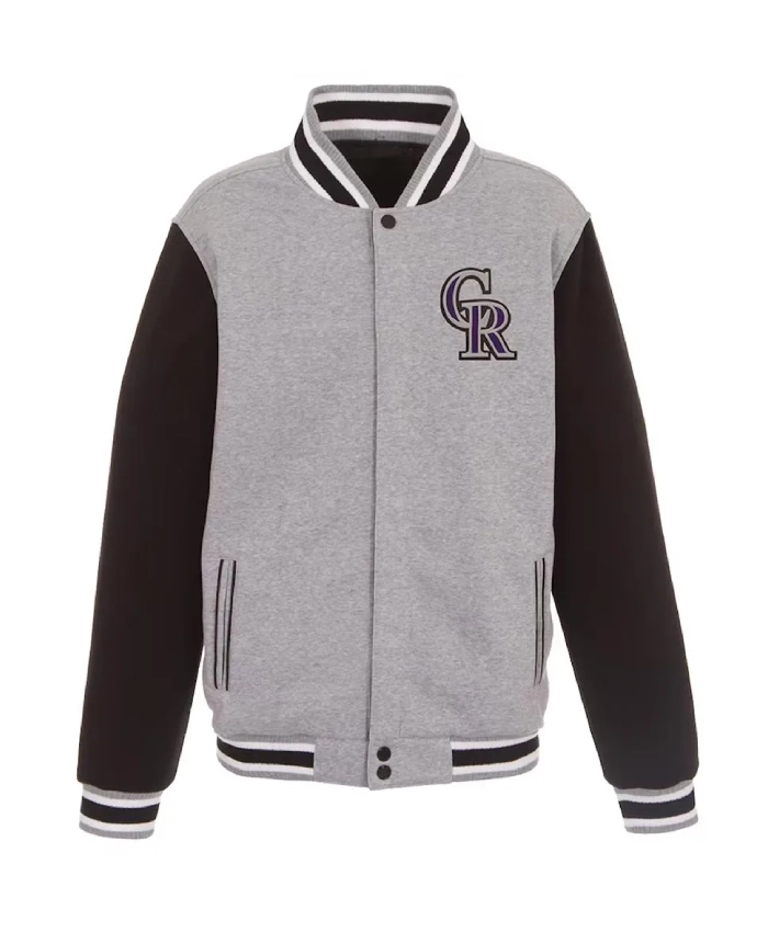 Colorado Rockies Gray and Black Varsity Wool Jacket Colorado Rockies Gray and Black Varsity Wool Jacket