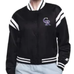 Colorado Rockies Printed Logo Varsity Satin Jacket