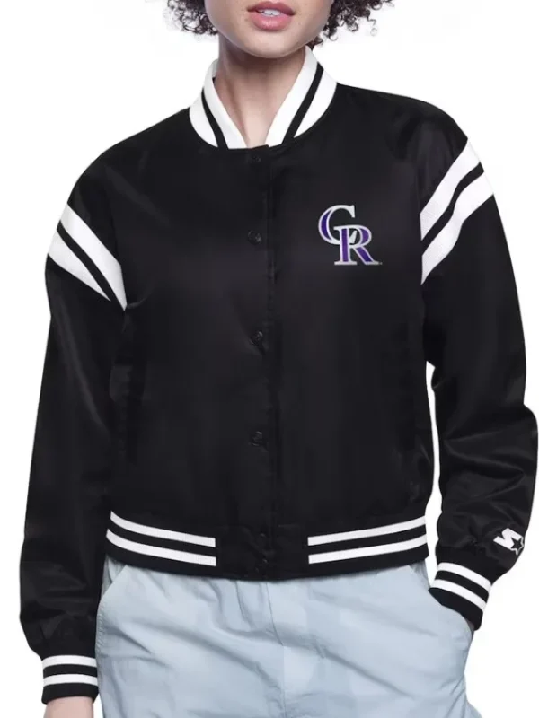 Colorado Rockies Printed Logo Varsity Satin Jacket