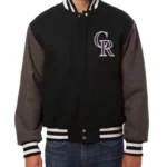 Colorado Rockies Two Tone Black/Charcoal Varsity Wool Jacket