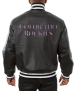 Colorado Rockies Black Leather Varsity Jacket