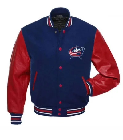 Columbus Blue Jackets Blue and Red Letterman Jacket