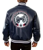 Columbus Blue Jackets Navy Blue Bomber Leather Jacket