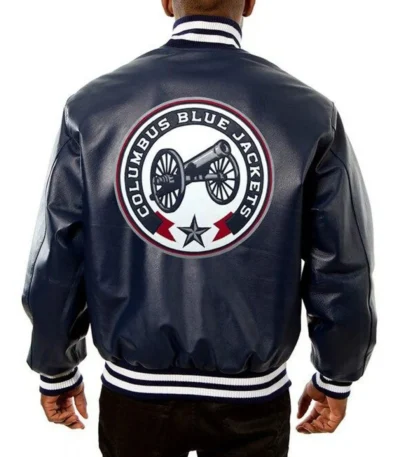 Columbus Blue Jackets Navy Blue Bomber Leather Jacket