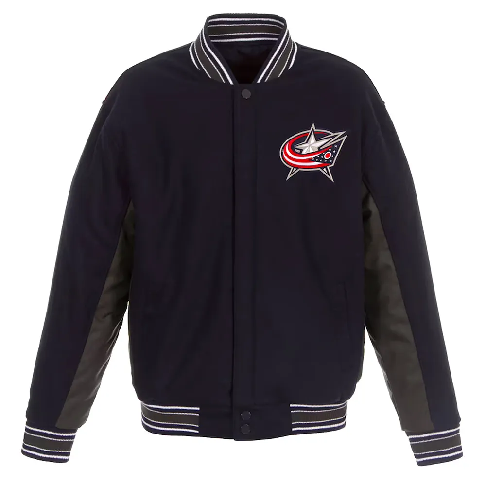 Columbus Blue Jackets Navy-Charcoal Wool Poly-Twill Accent Jacket Columbus Blue Jackets Navy-Charcoal Wool Poly-Twill Accent Jacket