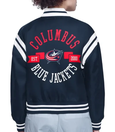 Columbus Blue Jackets Printed Logo Varsity Satin Jacket