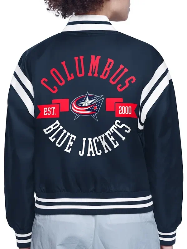 Columbus Blue Jackets Printed Logo Varsity Satin Jacket