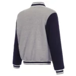 Columbus Blue Jackets Varsity Gray and Navy Wool Jacket