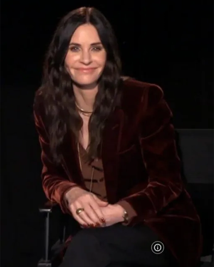 Courteney Cox Scream Brown Velvet Blazer Coat Courteney Cox Scream Brown Velvet Blazer Coat