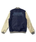 Cream and Navy Blue Dallas Cowboys Varsity Jacket