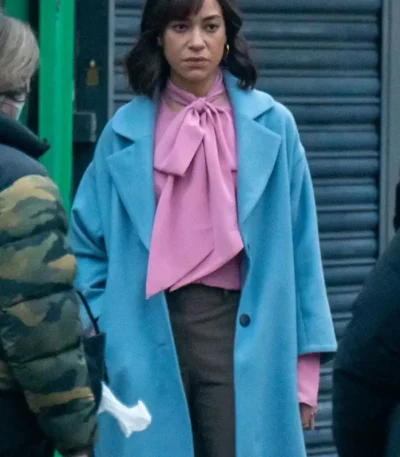 Cush Jumbo Stay Close Blue Trench Coat