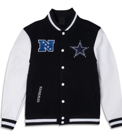 Dallas Cowboys 3rd Down Navy-White Varsity Full-Snap Wool-Leather Jacket