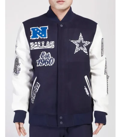 Dallas Cowboys Animal Patches Navy Varsity Jacket