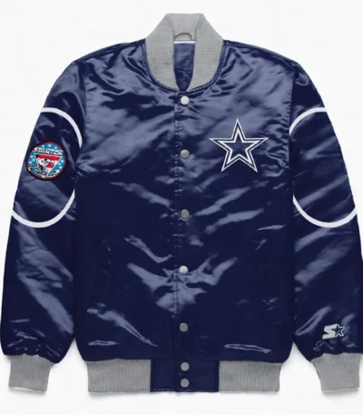Dallas Cowboys Blue Bomber Snap-Front Jacket