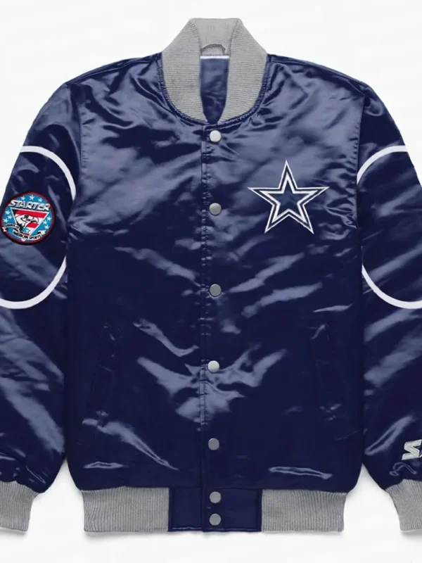 Dallas Cowboys Blue Bomber Snap-Front Jacket