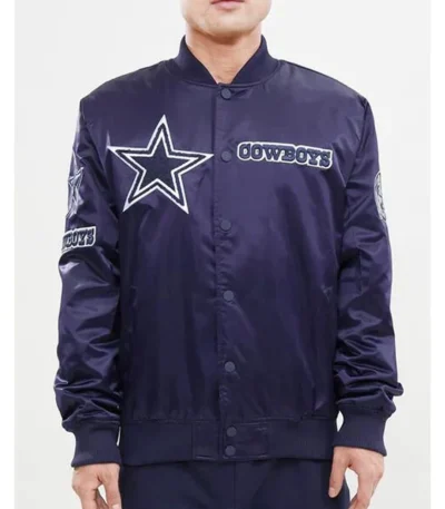 Dallas Cowboys Chest Hit Logo Satin Jacket