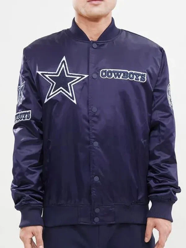 Dallas Cowboys Chest Hit Logo Satin Jacket