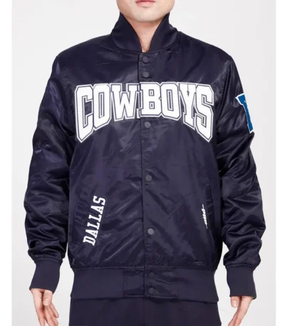 Dallas Cowboys Crest Emblem Midnight Navy Satin Jacket