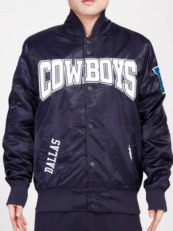 Dallas Cowboys Crest Emblem Midnight Navy Satin Jacket