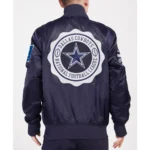 Dallas Cowboys Crest Emblem Midnight Navy Satin Jacket