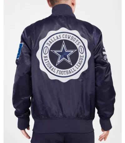 Dallas Cowboys Crest Emblem Midnight Navy Satin Jacket