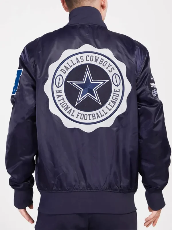 Dallas Cowboys Crest Emblem Midnight Navy Satin Jacket