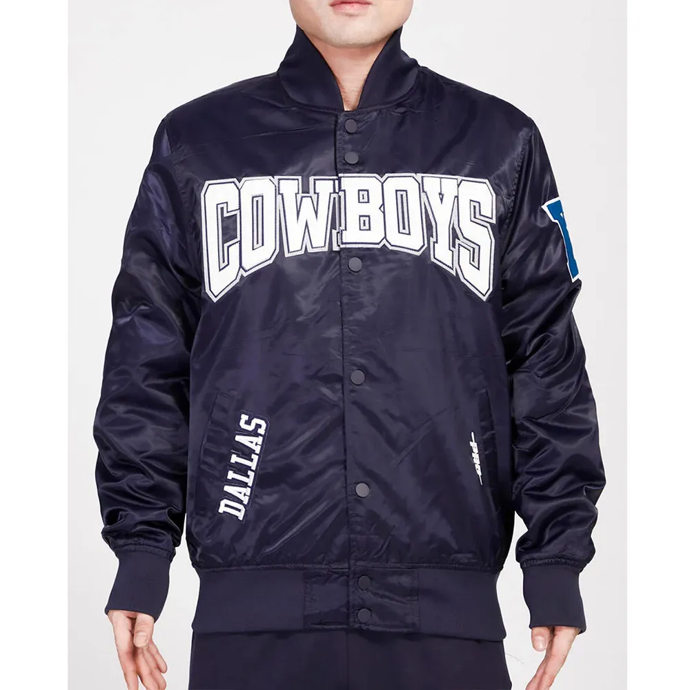 Dallas Cowboys Crest Emblem Midnight Navy Satin Jacket Dallas Cowboys Crest Emblem Midnight Navy Satin Jacket