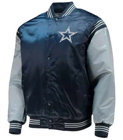 Dallas Cowboys Enforcer Navy-Silver Satin Jacket