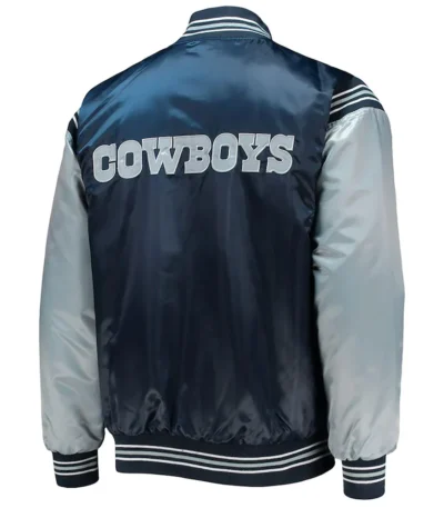 Dallas Cowboys Enforcer Navy-Silver Satin Jacket