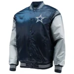 Dallas Cowboys Enforcer Navy-Silver Varsity Satin Jacket