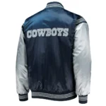 Dallas Cowboys Enforcer Navy-Silver Varsity Satin Jacket
