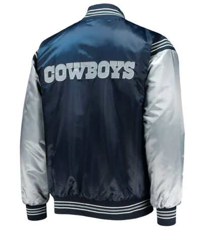 Dallas Cowboys Enforcer Navy-Silver Varsity Satin Jacket