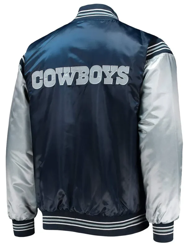 Dallas Cowboys Enforcer Navy-Silver Varsity Satin Jacket