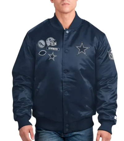 Dallas Cowboys Exclusive Navy Varsity Satin Jacket