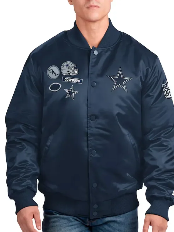 Dallas Cowboys Exclusive Navy Varsity Satin Jacket