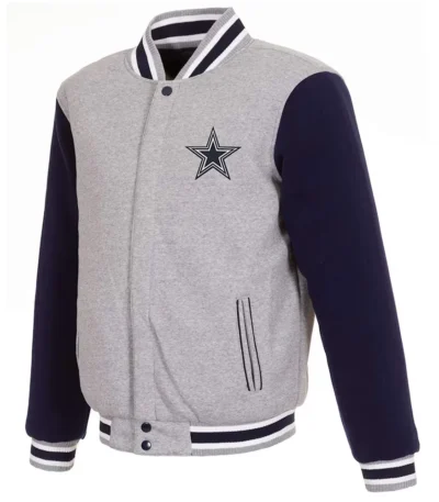 Dallas Cowboys Gray and Navy Varsity Wool Jacket