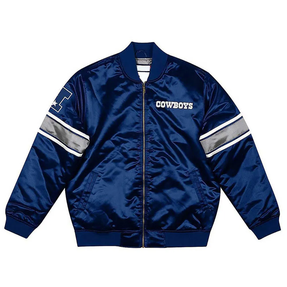 Dallas Cowboys Heavyweight Navy Blue Satin Jacket Dallas Cowboys Heavyweight Navy Blue Satin Jacket