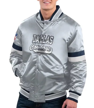 Dallas Cowboys Home Game Silver Satin Jacket