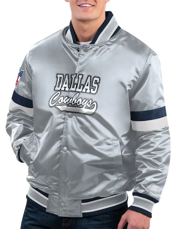 Dallas Cowboys Home Game Silver Satin Jacket