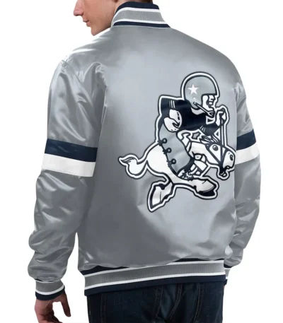 Dallas Cowboys Home Game Silver Satin Jacket