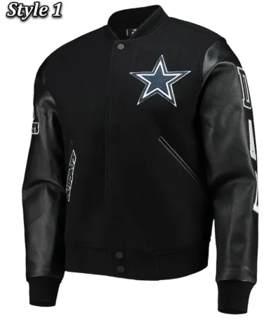 Dallas Cowboys Logo Black Letterman Jacket