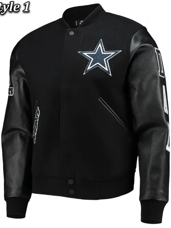 Dallas Cowboys Logo Black Letterman Jacket