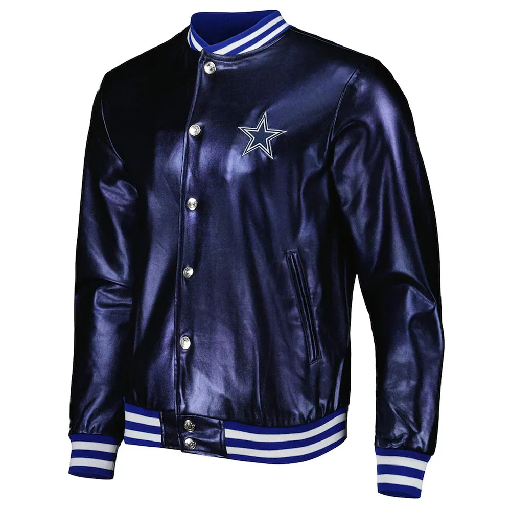 Dallas Cowboys Metallic Navy Leather Jacket Dallas Cowboys Metallic Navy Leather Jacket