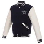 Dallas Cowboys Navy Blue and White Varsity Jacket