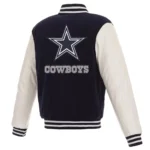 Dallas Cowboys Navy Blue and White Varsity Jacket