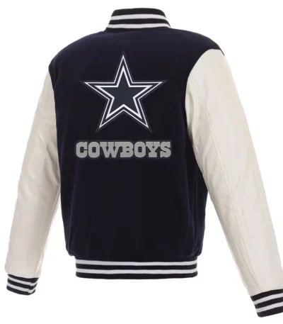Dallas Cowboys Navy Blue and White Varsity Jacket