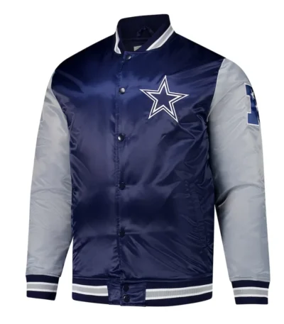 Dallas Cowboys Navy and Gray Team Satin Jacket