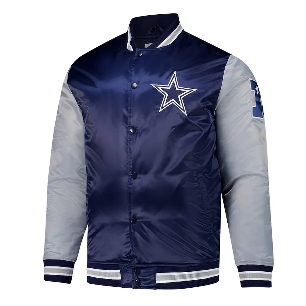 Dallas Cowboys Navy and Gray Team Satin Jacket Dallas Cowboys Navy and Gray Team Satin Jacket