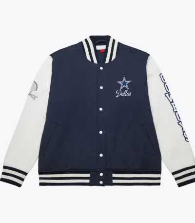 Dallas Cowboys Navy and White Fleece Varsity Jacket