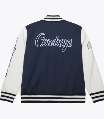 Dallas Cowboys Navy and White Fleece Varsity Jacket